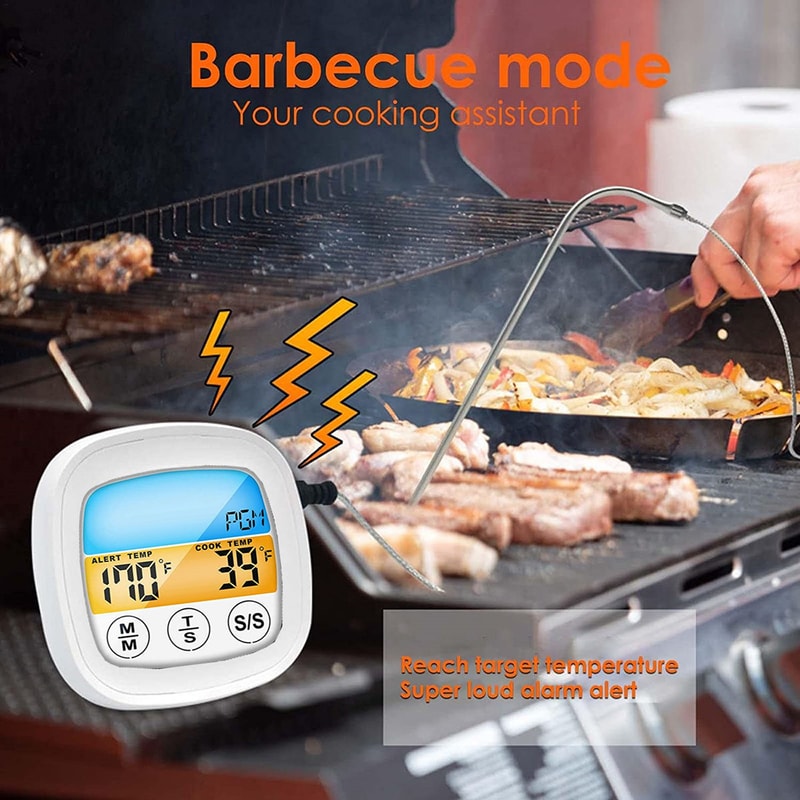Touch Screen Digital Kitchen Thermometer Probe BBQ Timer Meat Food Temperature Measure Tool For Ste 1