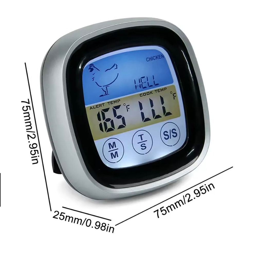 Touch Screen Digital Kitchen Thermometer Probe BBQ Timer Meat Food Temperature Measure Tool For Ste 4