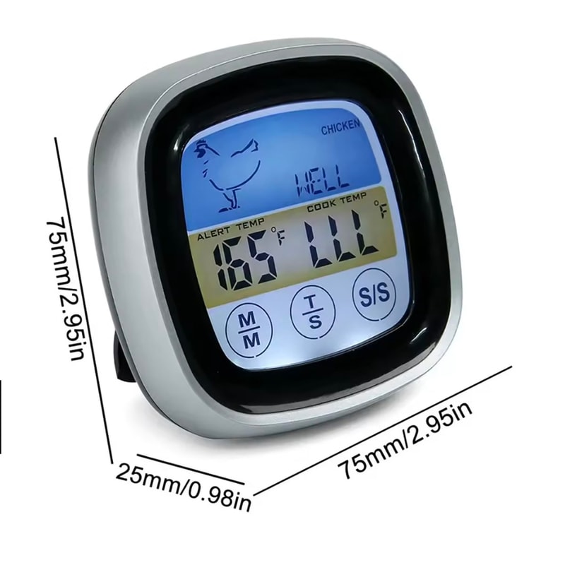 Touch Screen Digital Kitchen Thermometer Probe BBQ Timer Meat Food Temperature Measure Tool For Ste 4