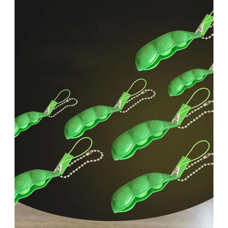 Decompression Fidget Toys Edamame Squishy Beans Squeeze Peas Keychain Cute Stress Relief Adult Toy 3