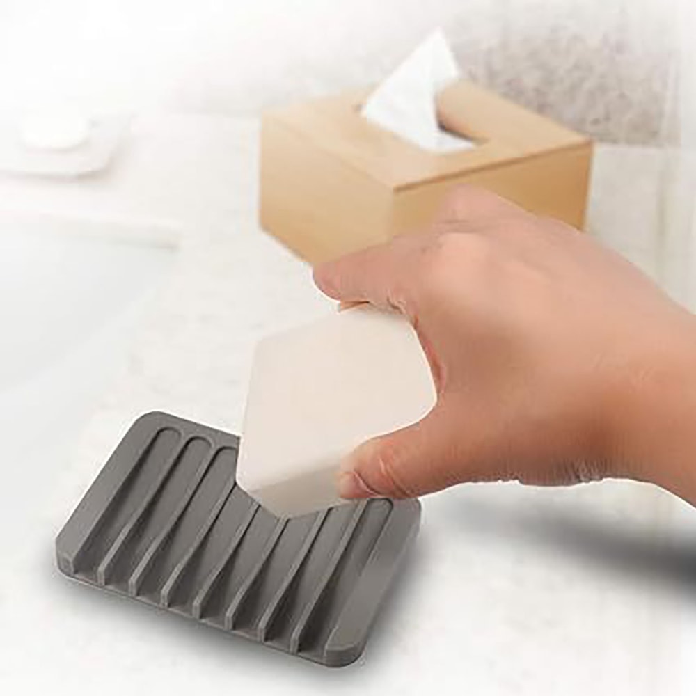 Durable Silicone Soap Holder Tray Soap Box Storage Plate For Bathroom Sink Draining Sponge Shower A 1