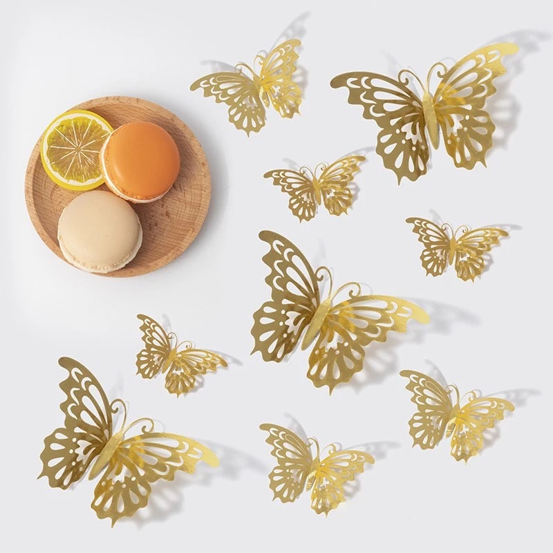Gold Butterfly Decorations For 3D Butterfly Wall Decor 4 Styles 3 Sizes For Party Room Cake Decor 5