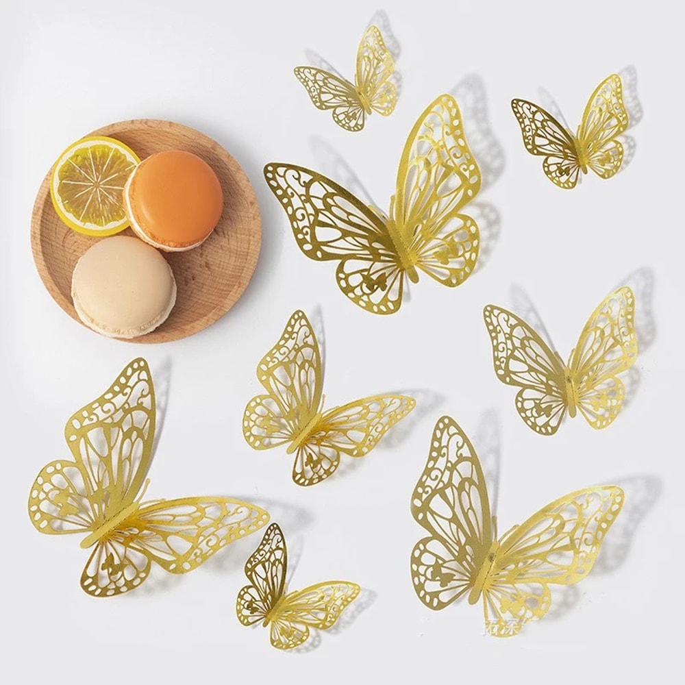 Gold Butterfly Decorations For 3D Butterfly Wall Decor 4 Styles 3 Sizes For Party Room Cake Decor 7