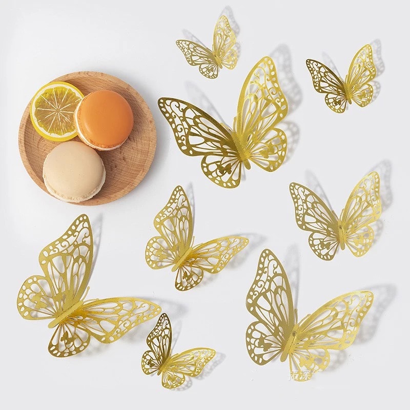 Gold Butterfly Decorations For 3D Butterfly Wall Decor 4 Styles 3 Sizes For Party Room Cake Decor 7