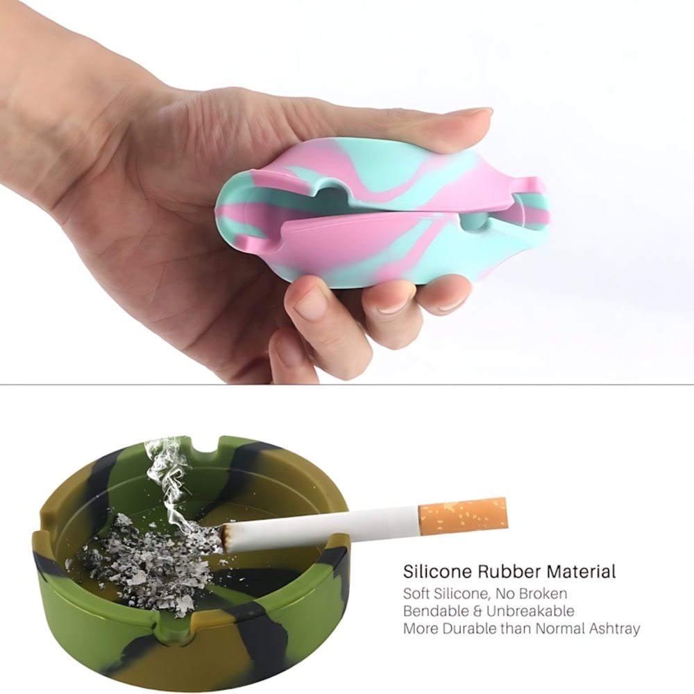 Unbreakable Silicone Ashtray Marble Pattern Portable And Dishwasher Safe Gift Idea 2