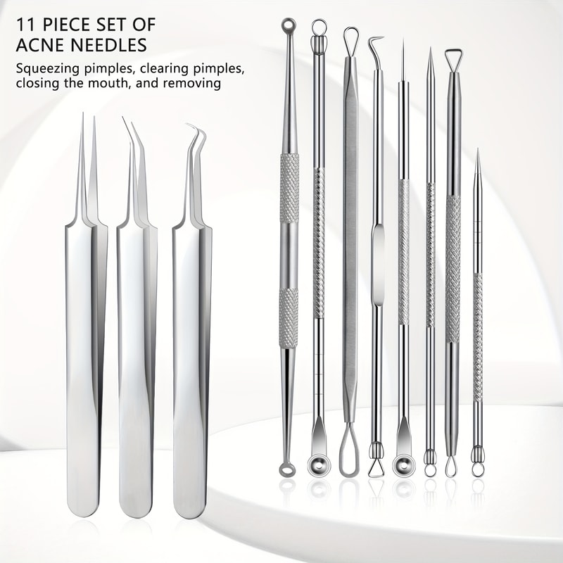 Stainless Steel Blackhead Kit Pimple Popper Extraction Tools Professional Set For All Skin Types 4
