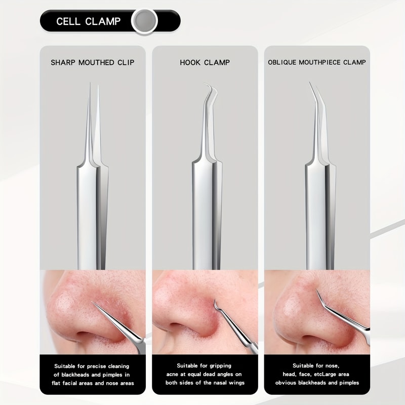Stainless Steel Blackhead Kit Pimple Popper Extraction Tools Professional Set For All Skin Types 1