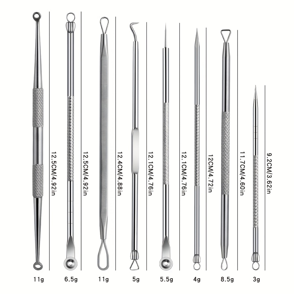 Stainless Steel Blackhead Kit Pimple Popper Extraction Tools Professional Set For All Skin Types 3