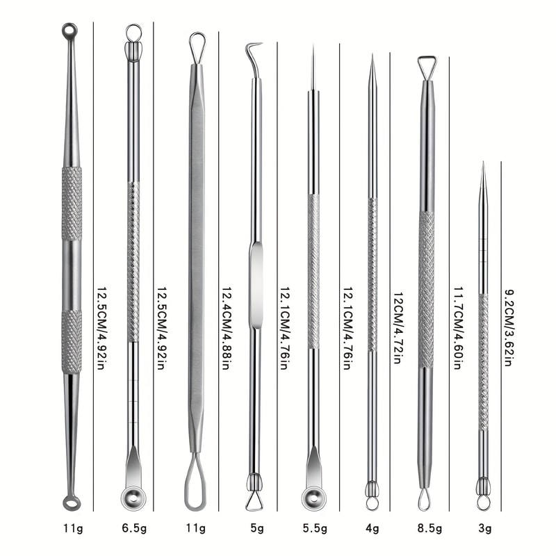 Stainless Steel Blackhead Kit Pimple Popper Extraction Tools Professional Set For All Skin Types 3