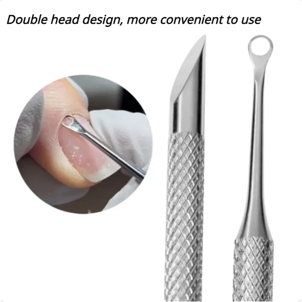 Stainless Steel Remover Manicure Sticks Tool Doubleended Bevelled Nail Grinding File Circle Beveled 1