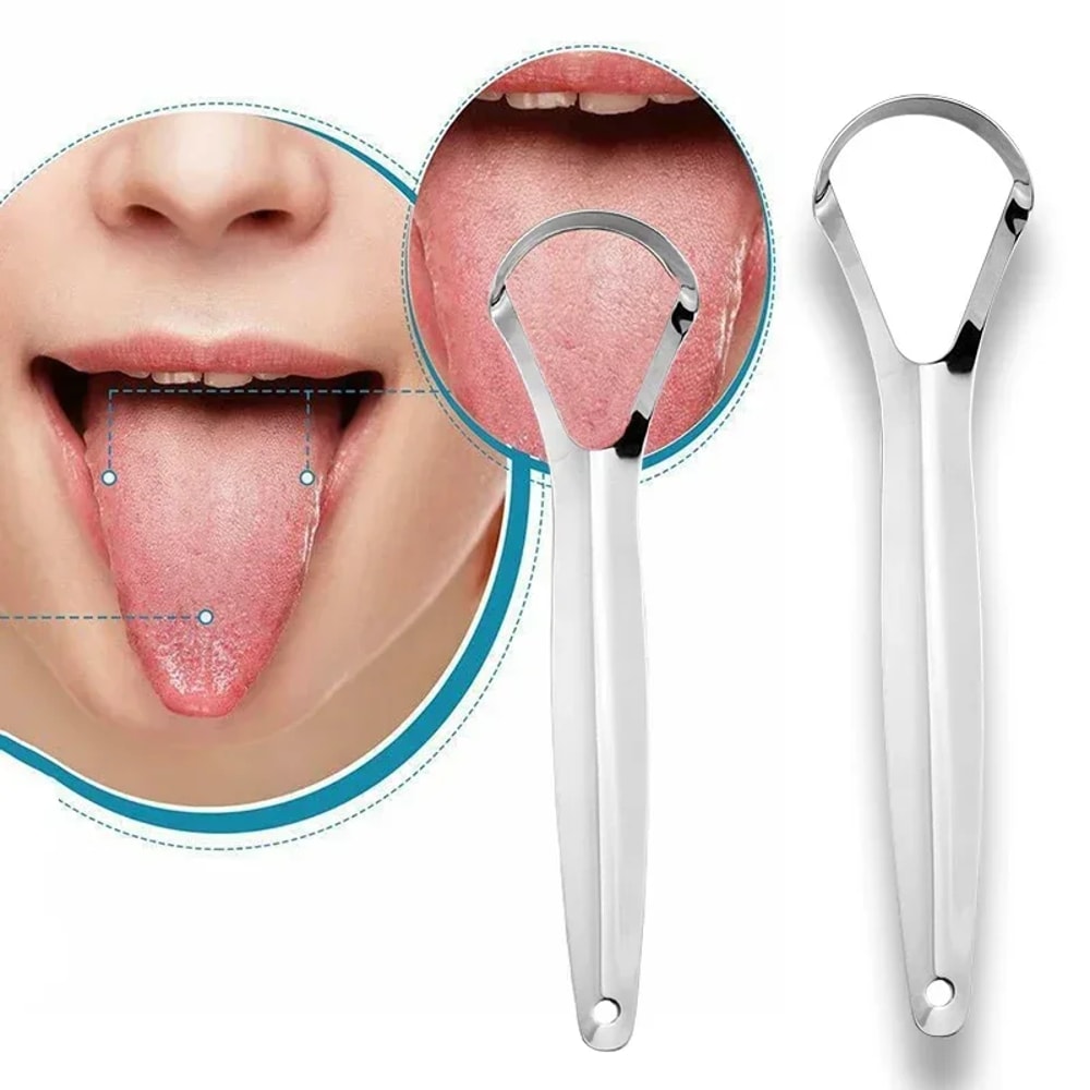 Stainless Steel Tongue Scraper For Halitosis Cleaning Coated Tongue Oral Hygiene Remover Brush 0