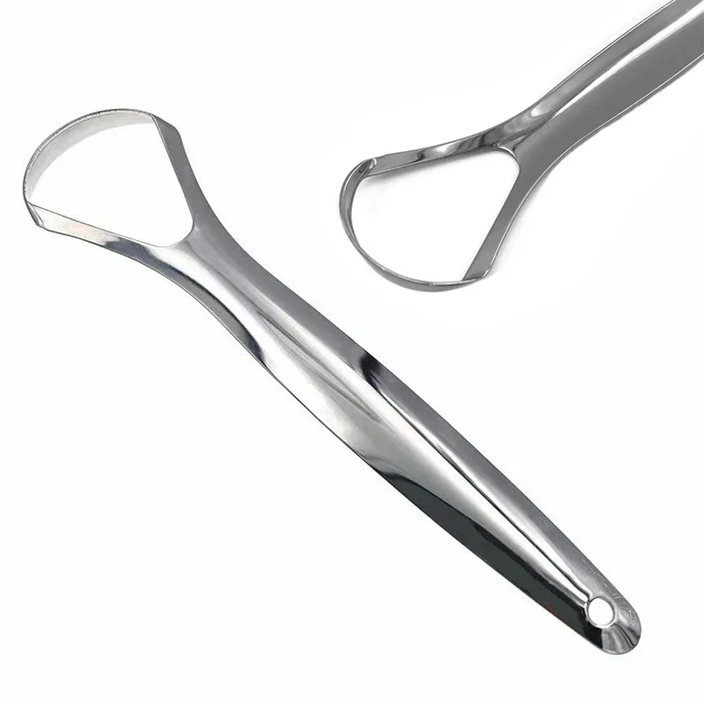 Stainless Steel Tongue Scraper For Halitosis Cleaning Coated Tongue Oral Hygiene Remover Brush 2