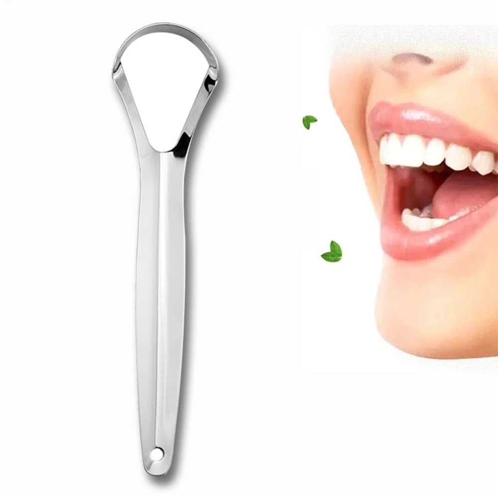 Stainless Steel Tongue Scraper For Halitosis Cleaning Coated Tongue Oral Hygiene Remover Brush 5