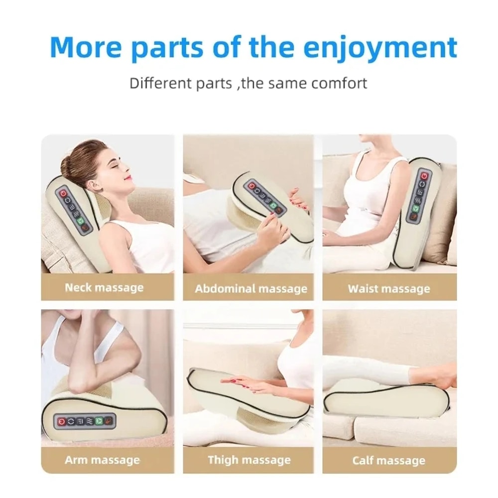 Electric Shoulder Foot Massage Pillow Back Neck Massager Infrared Heating Deep Tissue Kneading For 2