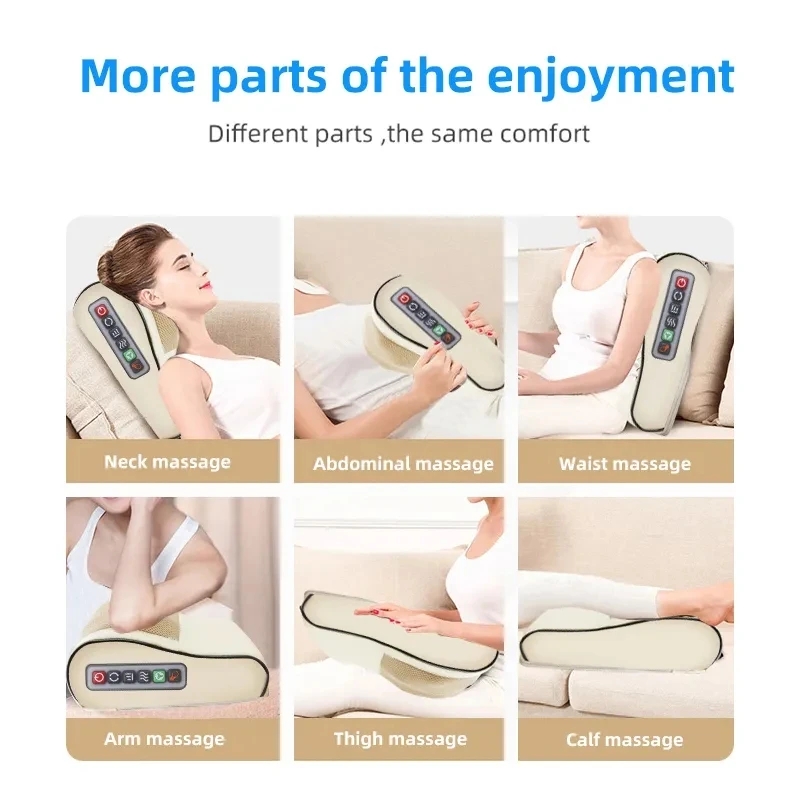 Electric Shoulder Foot Massage Pillow Back Neck Massager Infrared Heating Deep Tissue Kneading For 2