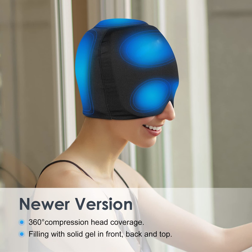 Migraine Headache Ice Cap Wrap With Light Blocking Hot Cold Gel Hat Gel Ice Pack Extra Top Gel Comf 1