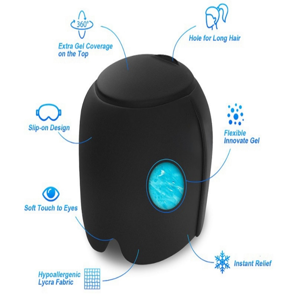 Migraine Headache Ice Cap Wrap With Light Blocking Hot Cold Gel Hat Gel Ice Pack Extra Top Gel Comf 5