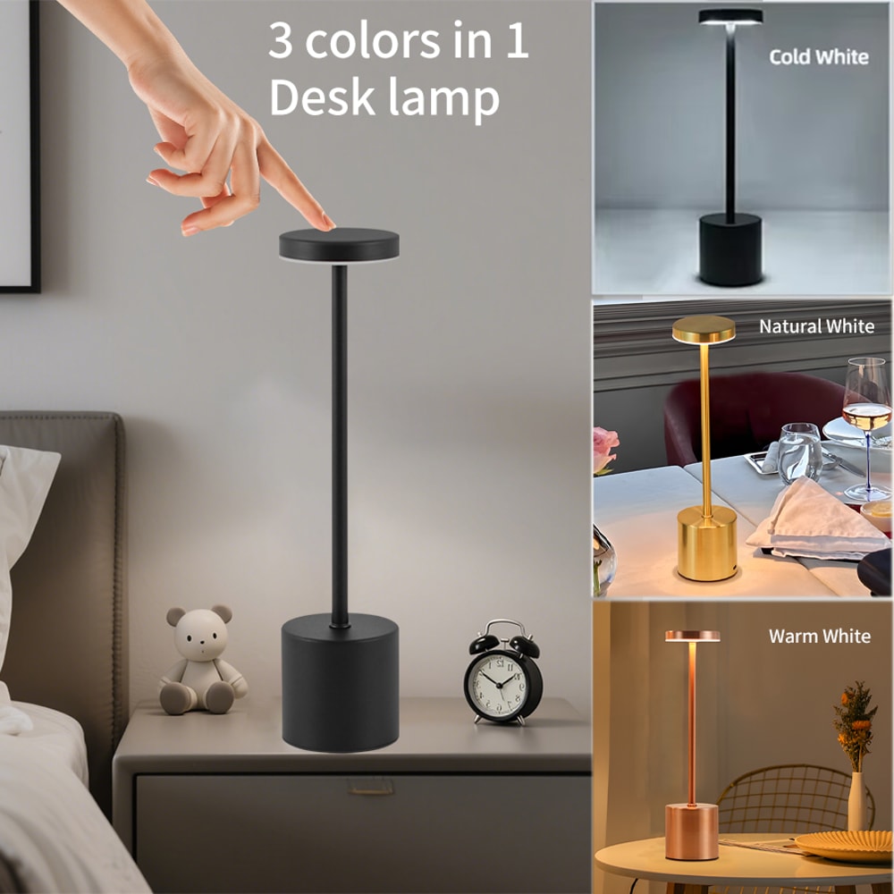 Rechargeable LED Table Lamp Touch Switch Night Light Type C Portable For Club Bar Room Ambient Deco 0