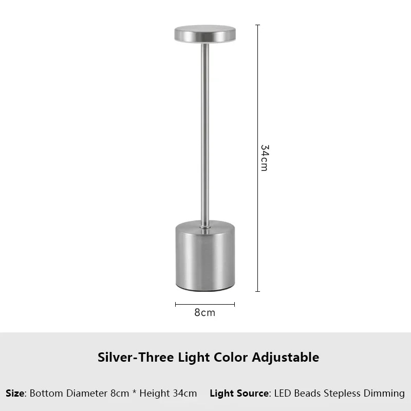Rechargeable LED Table Lamp Touch Switch Night Light Type C Portable For Club Bar Room Ambient Deco 7