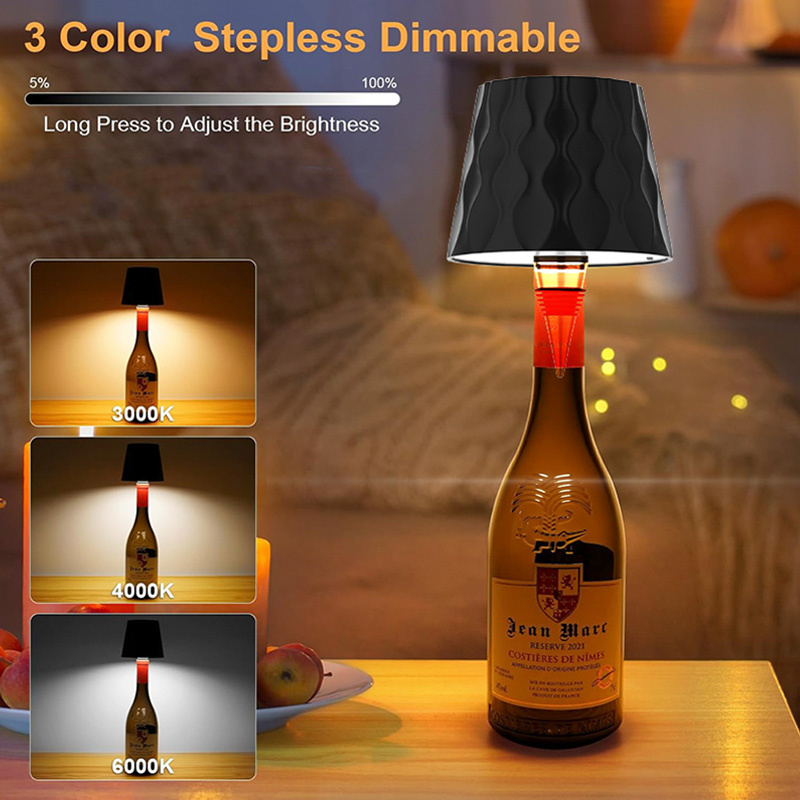 Touch Control Wireless Wine Bottle LED Lamp TypeC Charging Dimming Night Light For Bars And Cafes 2