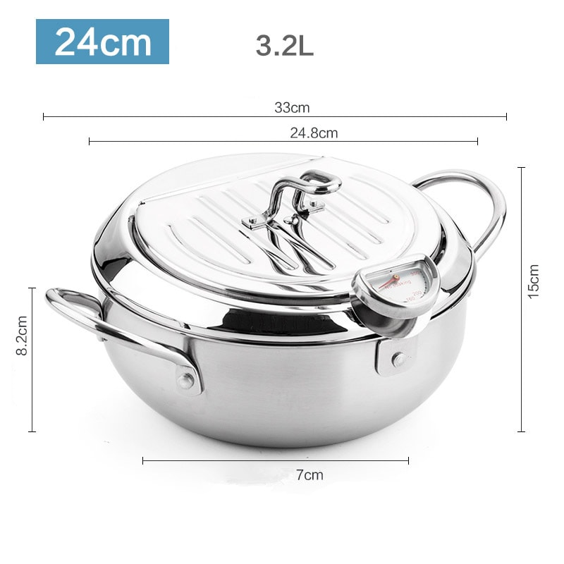 Deep Frying Pot With Lid And Thermometer Stainless Steel Tempura Fryer Pan For Cooking 6