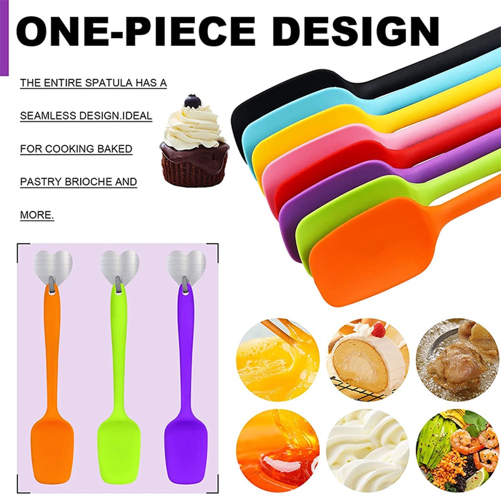 Silicone Spatulas Flexible Scrapers NonStick Spoonula Heat Resistant Baking Mixing Tool 1