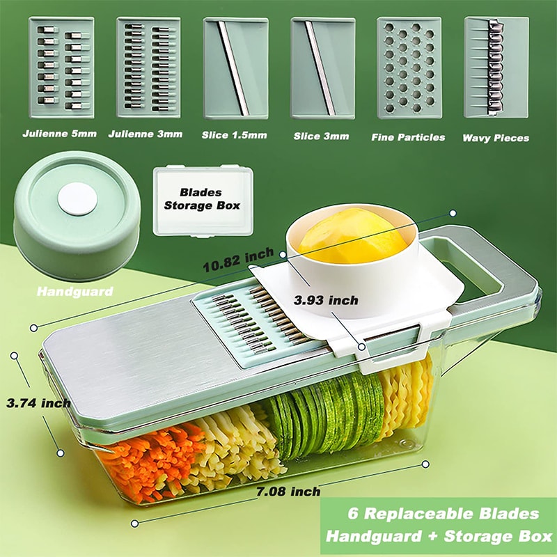 Vegetable Slicer with Interchangeable Blades Veggie Slicer Julienne Shredder for Effortless Cutting