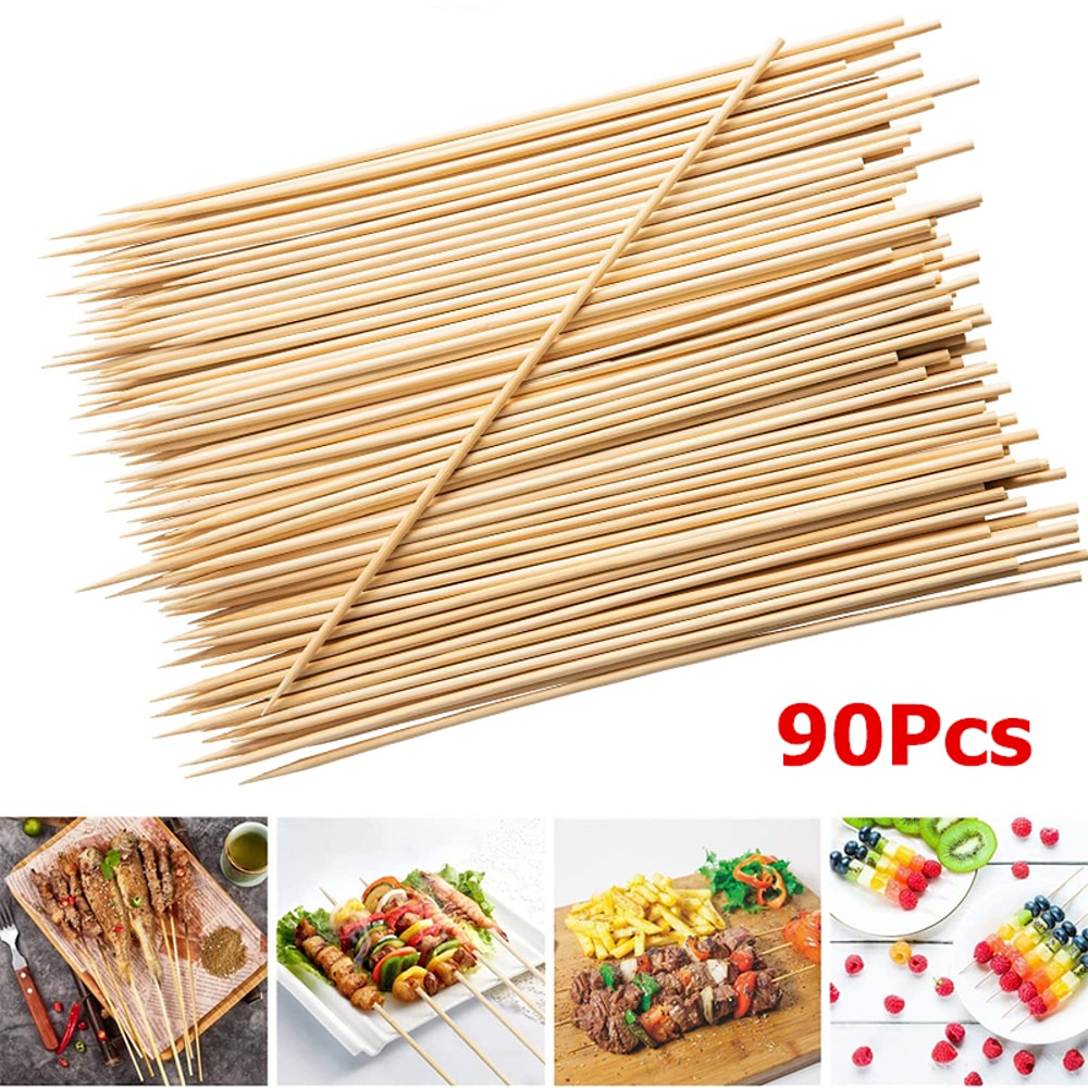 Bamboo BBQ Skewers Natural Bamboo Sticks For Kabobs Grilling And Appetizer Barbecue Use 0