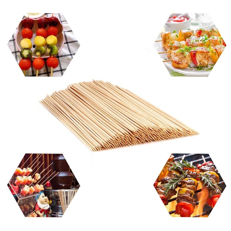 Bamboo BBQ Skewers Natural Bamboo Sticks For Kabobs Grilling And Appetizer Barbecue Use 2
