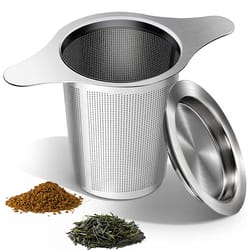 stainless steel tea infuser mesh strainer with double handles large capacity tea steeper for loose leaf tea