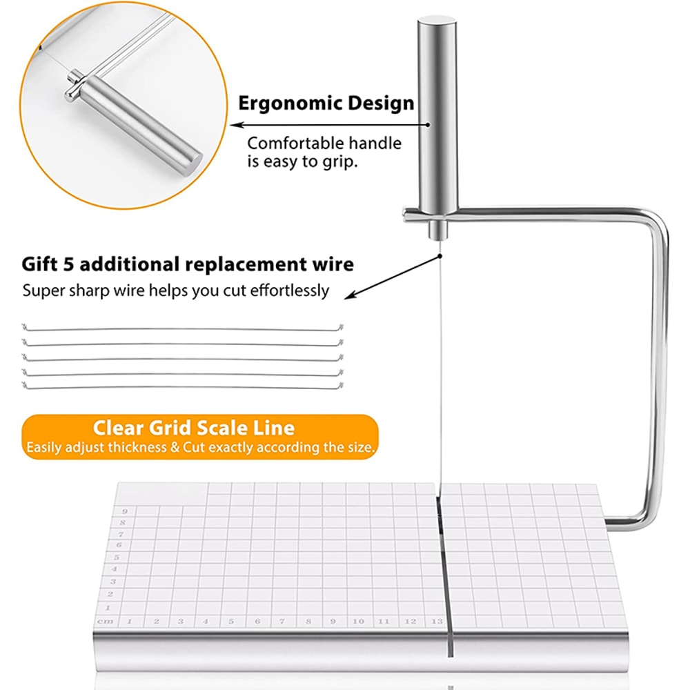 Cheese Slicer With Wire For Block Cheese Adjustable Cutter Board With Replacement Wires And Precise 5