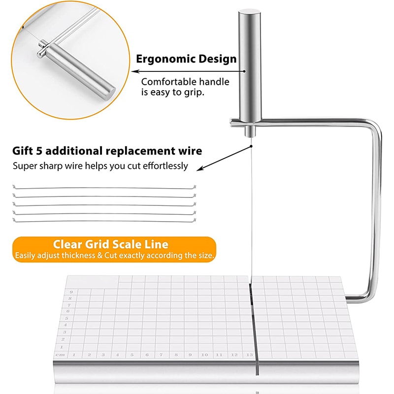 Cheese Slicer With Wire For Block Cheese Adjustable Cutter Board With Replacement Wires And Precise 5