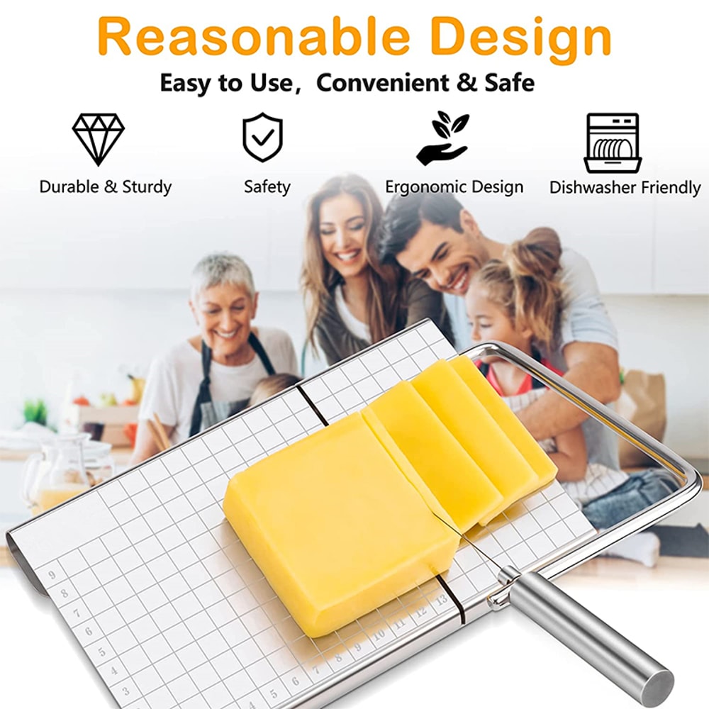 Cheese Slicer With Wire For Block Cheese Adjustable Cutter Board With Replacement Wires And Precise 4