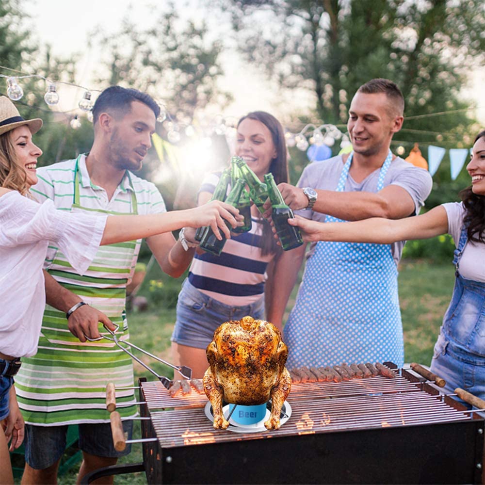 Beer Can Chicken Roaster Rack With Bowl Carbon Steel BBQ Grill Rack Stand Turkey Holder For Perfect 1