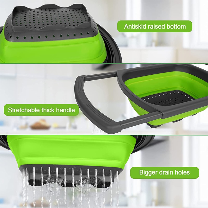 Collapsible Colander Strainer With Extendable Handles Over The Sink Vegetable Fruit Strainers 3