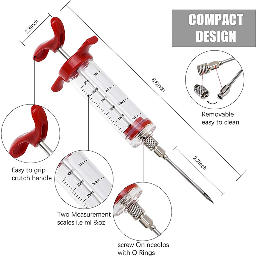 Meat Injector Syringe Kit With Marinade Needles For BBQ Turkey Grill Flavor Injector 3