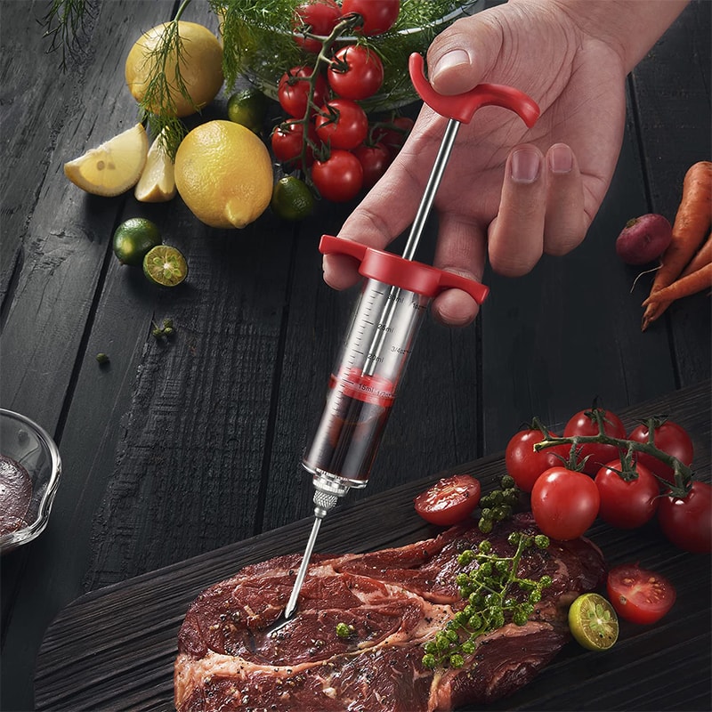 Meat Injector Syringe Kit With Marinade Needles For BBQ Turkey Grill Flavor Injector 2