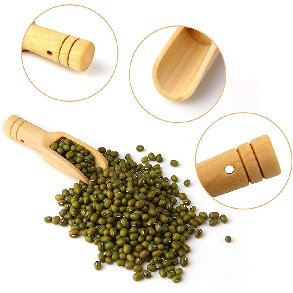 Mini Wooden Spoons Small Bath Salt Scoop Natural Beech Wood Spice Spoons For Sugar Scrubs Cereal 3