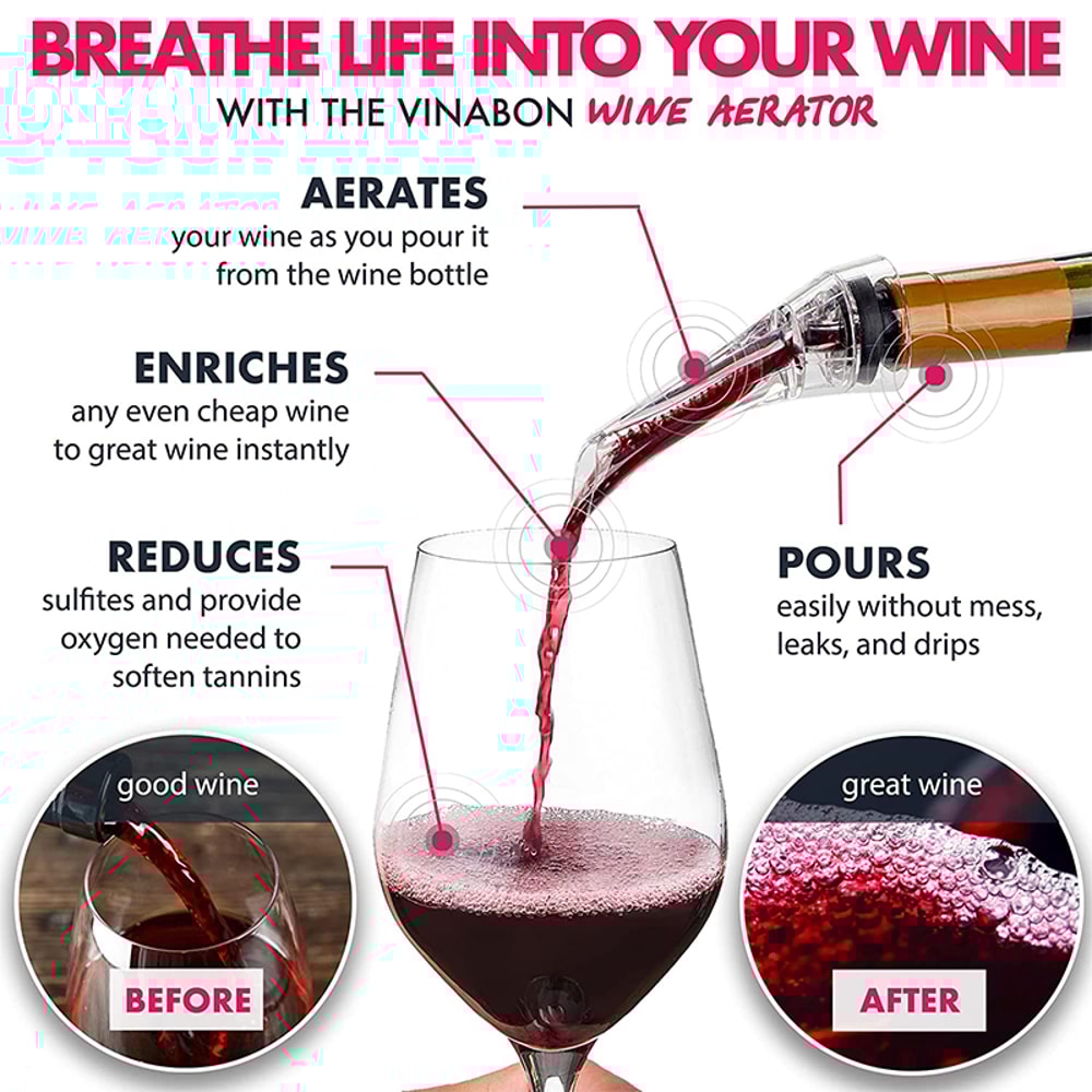 Wine Decanter With Aerator Wine Aerator Pourer Spout For Improved Flavor Attaches To Any Bottle 5