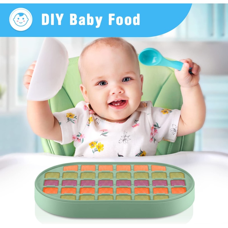 Stackable Double Ice Cube Tray With Lid And Case Ice Cubes With Container And Spoon Included BPA Fr 4