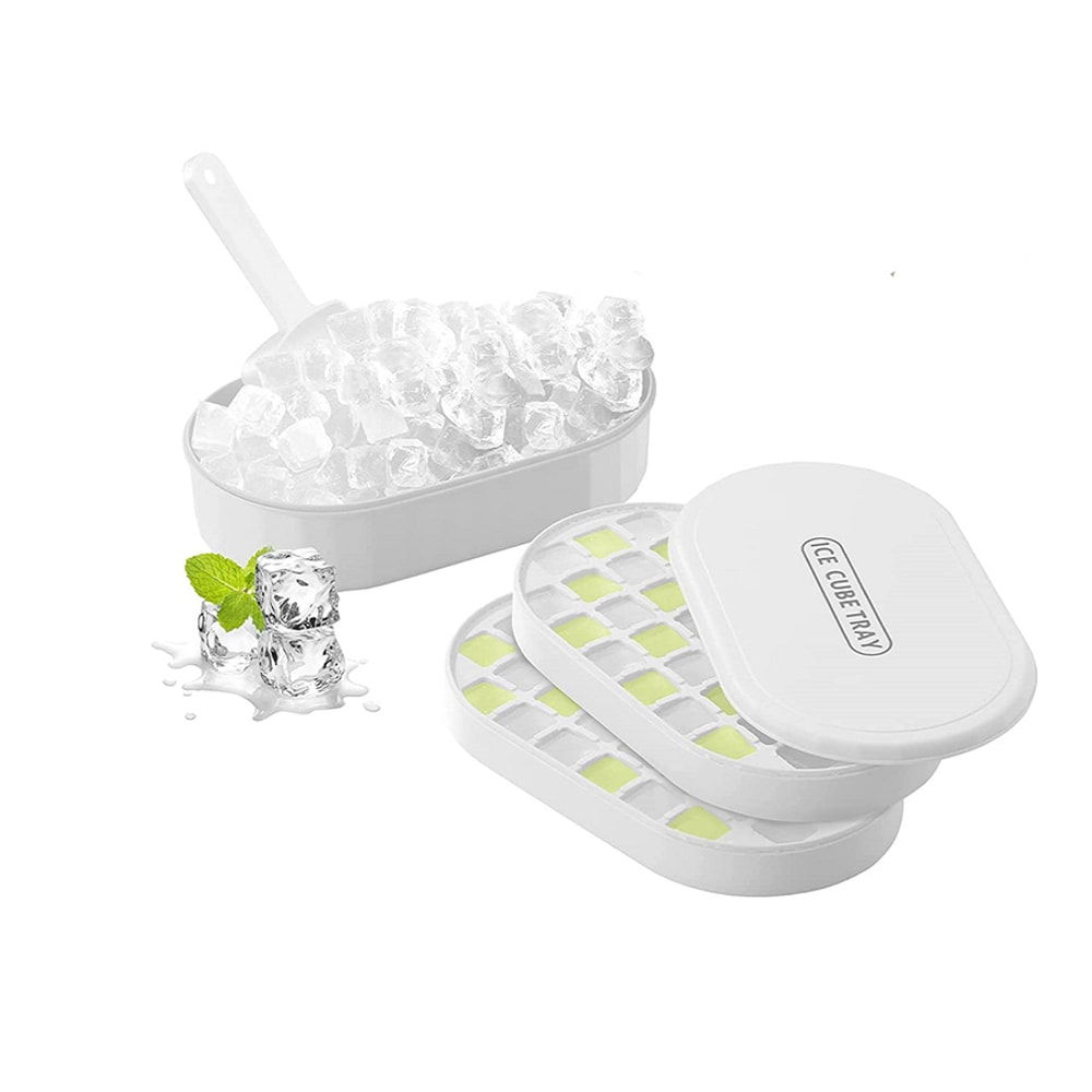 Stackable Double Ice Cube Tray With Lid And Case Ice Cubes With Container And Spoon Included BPA Fr 7