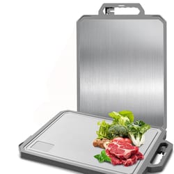 non toxic large stainless steel chopping board with double sided metal cutting board and ceramic sharpener for kitchen