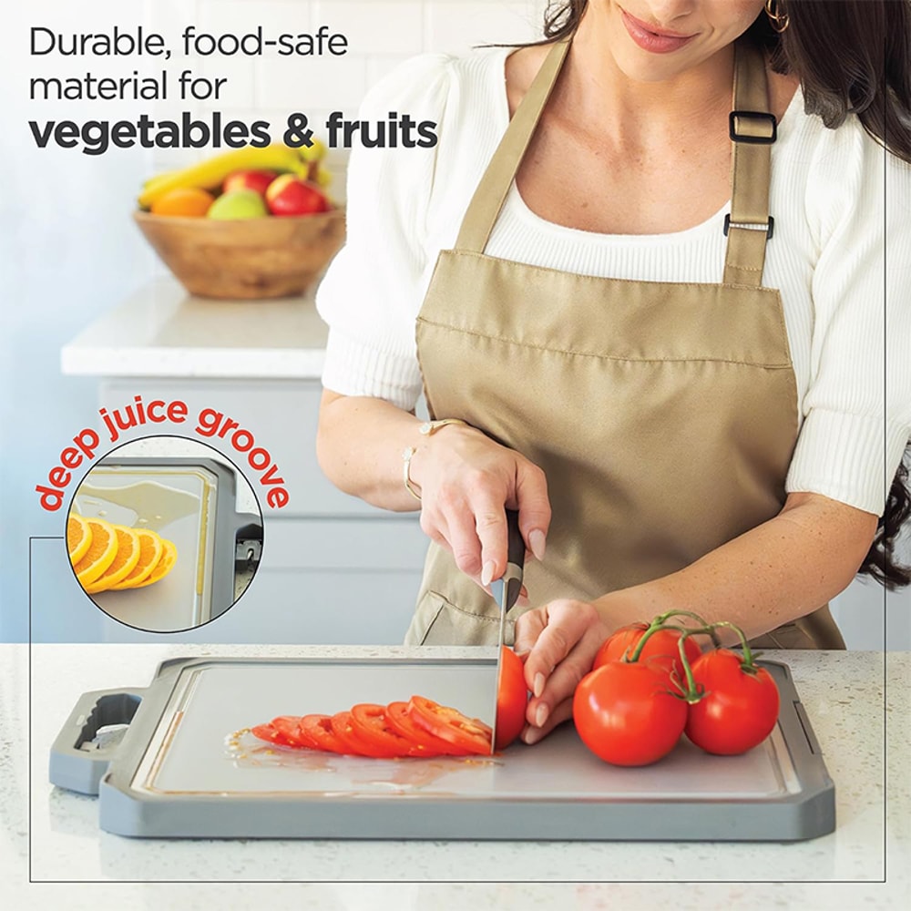 Non Toxic Large Stainless Steel Chopping Board with Double Sided Metal Cutting Board and Ceramic Sharpener for Kitchen