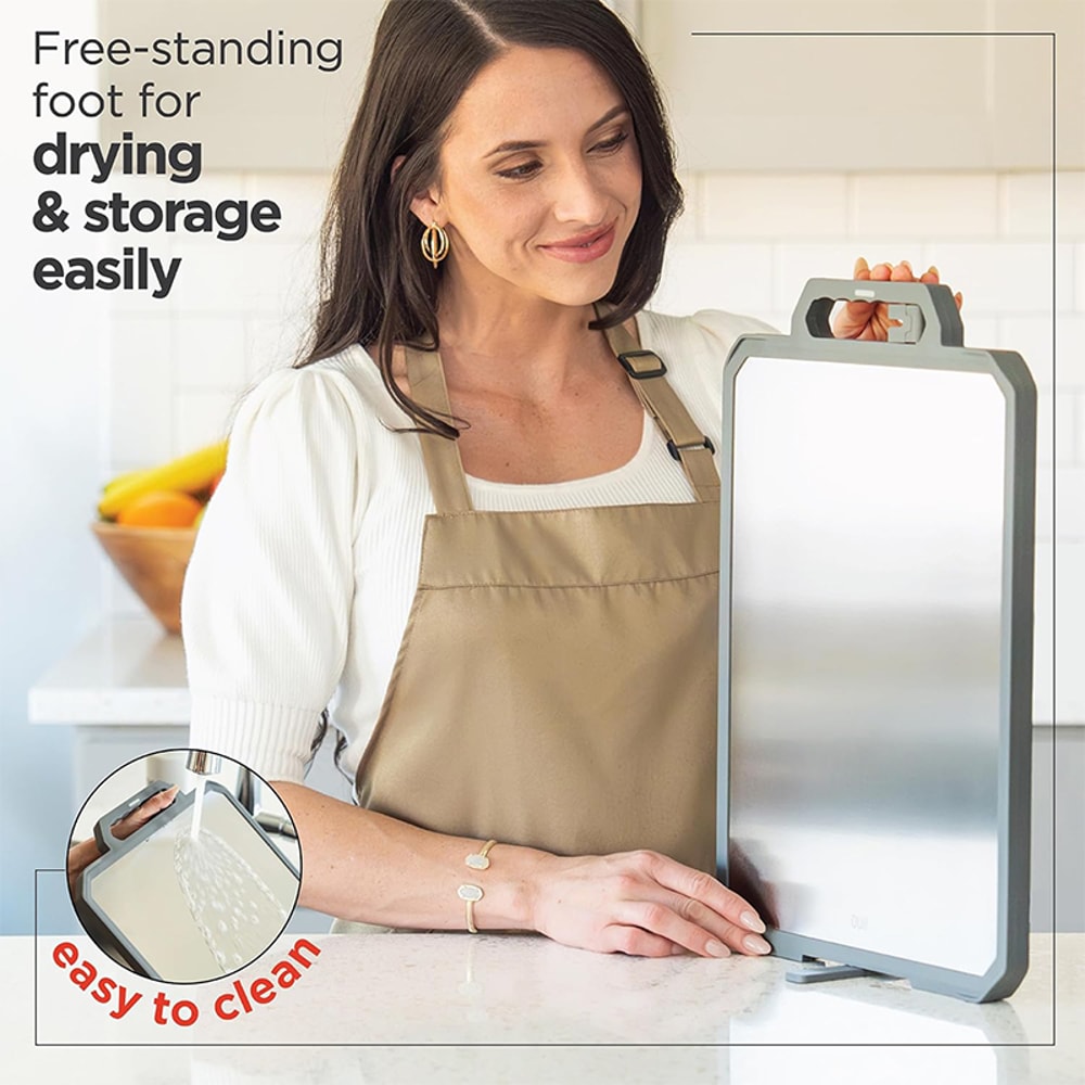 Non Toxic Large Stainless Steel Chopping Board with Double Sided Metal Cutting Board and Ceramic Sharpener for Kitchen