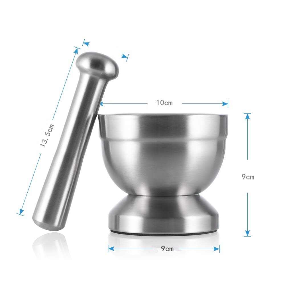 Stainless Steel Herb Spice Grinder Bowl Mortar And Pestle Pill Crusher Seasoning Mill For Grinding 4