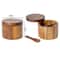 Acacia Salt Cellar With Swivel Lid Acacia Wood Salt And Pepper Bowl Box With Lid And Spoon 6
