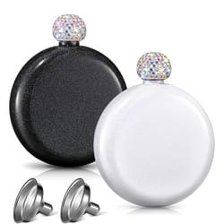 stainless steel hip flask for women chic portable wine alcohol flask with rhinestone cap