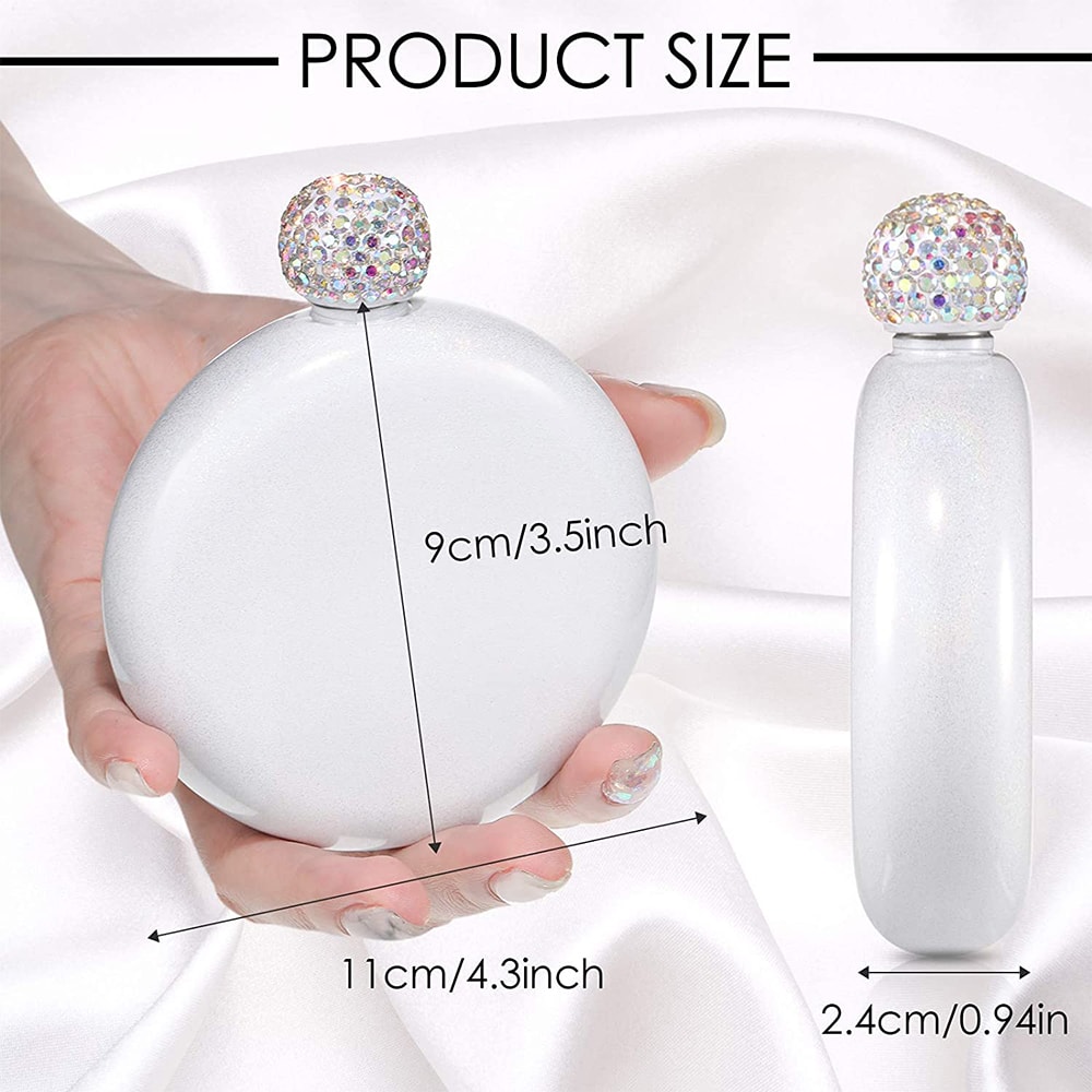 Stainless Steel Hip Flask For Women Chic OZ Portable Wine Alcohol Flask With Rhinestone Cap 5