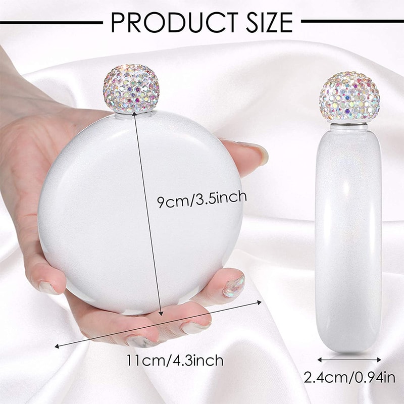 Stainless Steel Hip Flask For Women Chic OZ Portable Wine Alcohol Flask With Rhinestone Cap 5