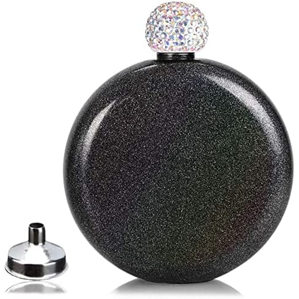 Stainless Steel Hip Flask For Women Chic OZ Portable Wine Alcohol Flask With Rhinestone Cap 8